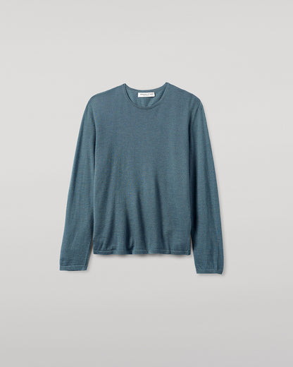 Johnstons of Elgin AW25 Women's Knitwear Slate Superfine Cashmere Long Sleeve T-Shirt KAI05318SD5242