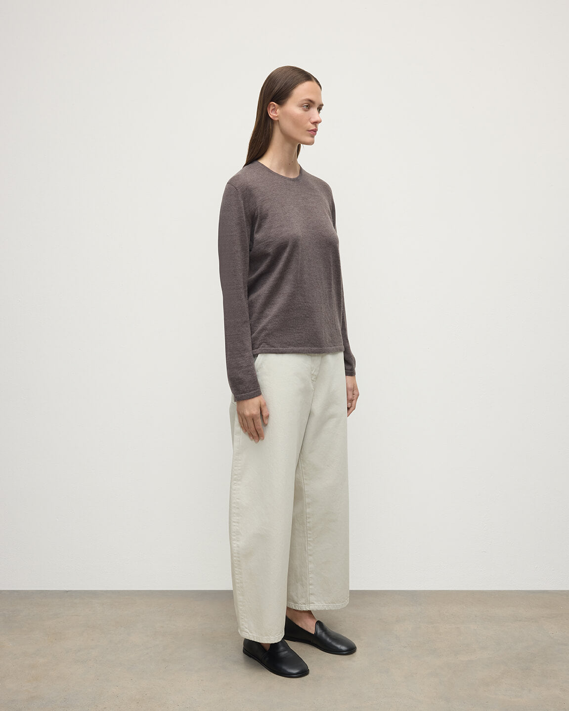 Johnstons of Elgin Women's Superfine Cashmere Brown Sweater KAI05318HB7092