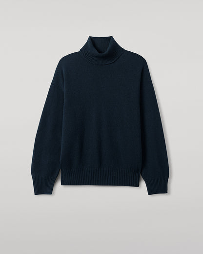 Johnstons of Elgin AW25 Women's Knitwear Bottle Green Gauzy Cashmere Green Roll Neck Jumper Details KAI05324SC7341