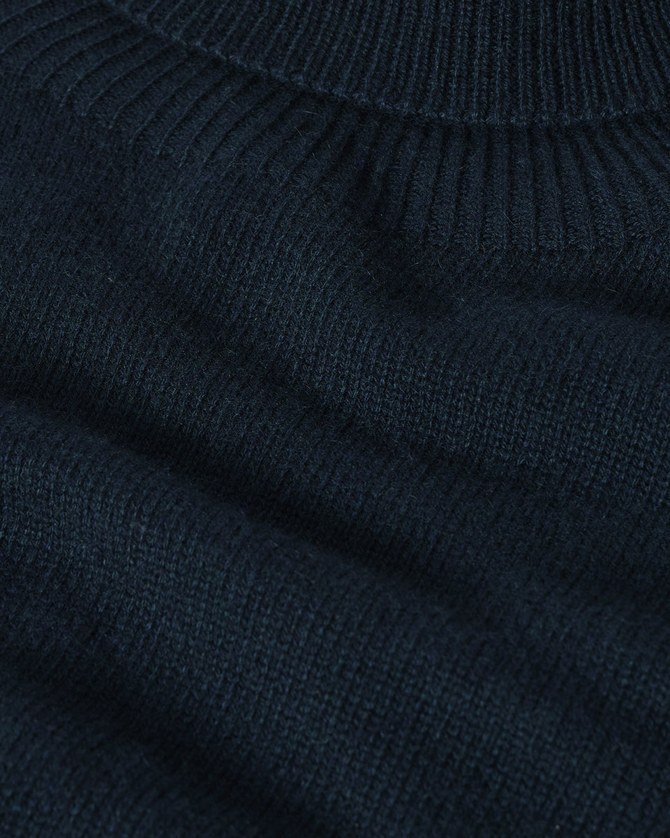 Johnstons of Elgin AW25 Women's Knitwear Bottle Green Gauzy Cashmere Green Roll Neck Jumper Details KAI05324SC7341