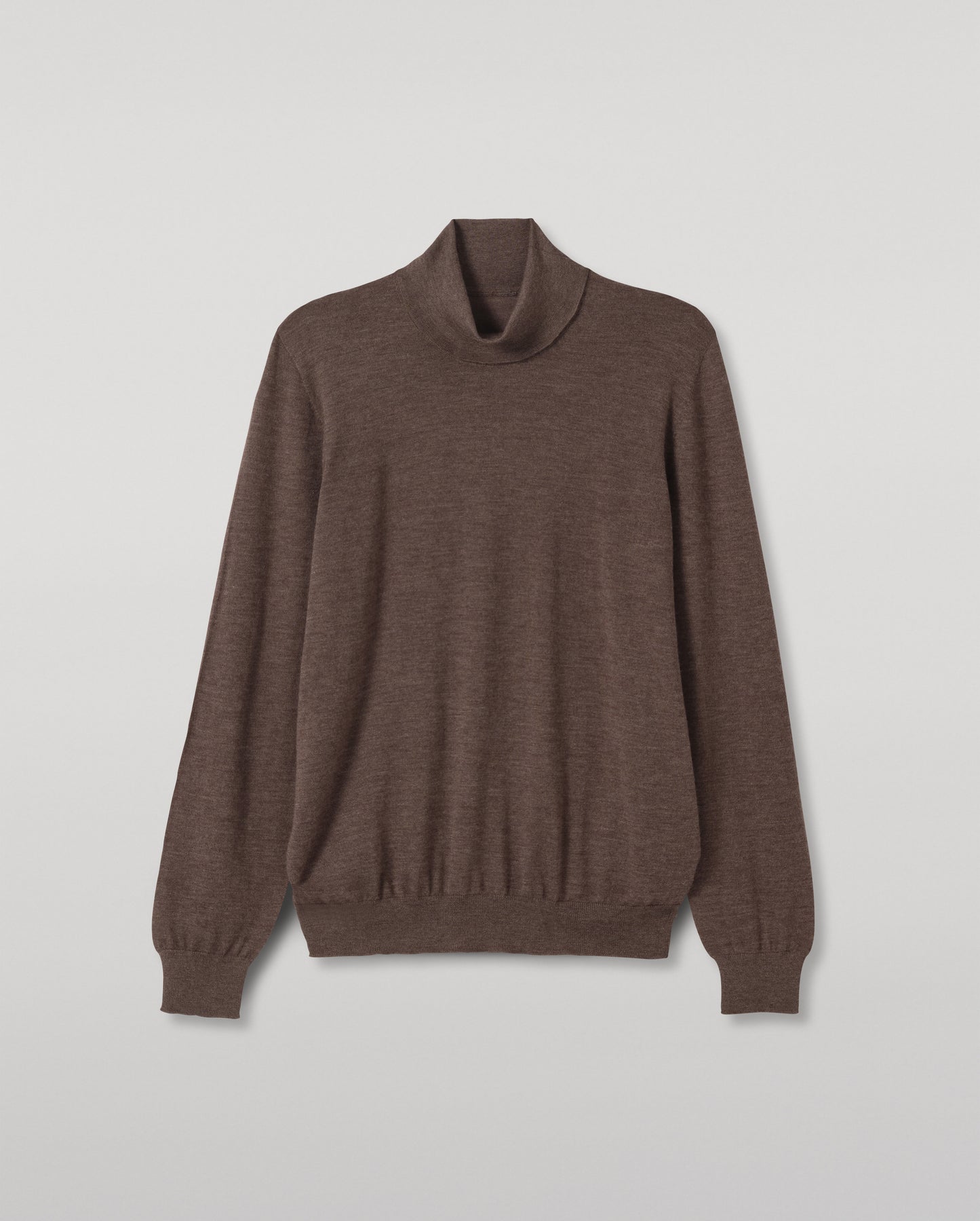 JOHNSTONS OF ELGIN FIN ROLL COLLAR SUPERFINE CASHMERE ROLL COLLAR SWEATER - 3 PLY BROWN 100% CASHMERE KAI05333HB7092