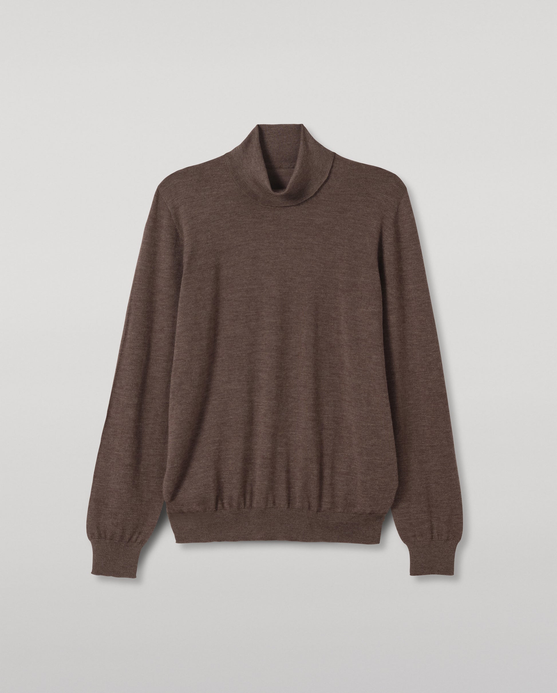 JOHNSTONS OF ELGIN FIN ROLL COLLAR SUPERFINE CASHMERE ROLL COLLAR SWEATER - 3 PLY BROWN 100% CASHMERE KAI05333HB7092