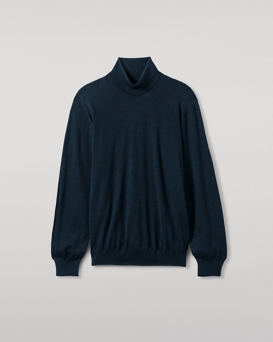 Johnstons of Elgin Men's Superfine Cashmere Green Roll Neck Sweater KAI05333SC7344