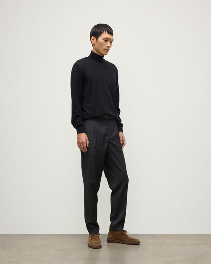 JOHNSTONS OF ELGIN MENS SUPERFINE FIN ROLL COLLAR BLACK 100% SUPERFINE CASHMERE KAI05333SA7146