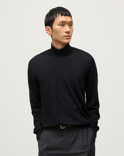 JOHNSTONS OF ELGIN MENS SUPERFINE FIN ROLL COLLAR BLACK 100% SUPERFINE CASHMERE KAI05333SA7146