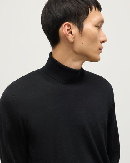 JOHNSTONS OF ELGIN MENS SUPERFINE FIN ROLL COLLAR BLACK 100% SUPERFINE CASHMERE KAI05333SA7146