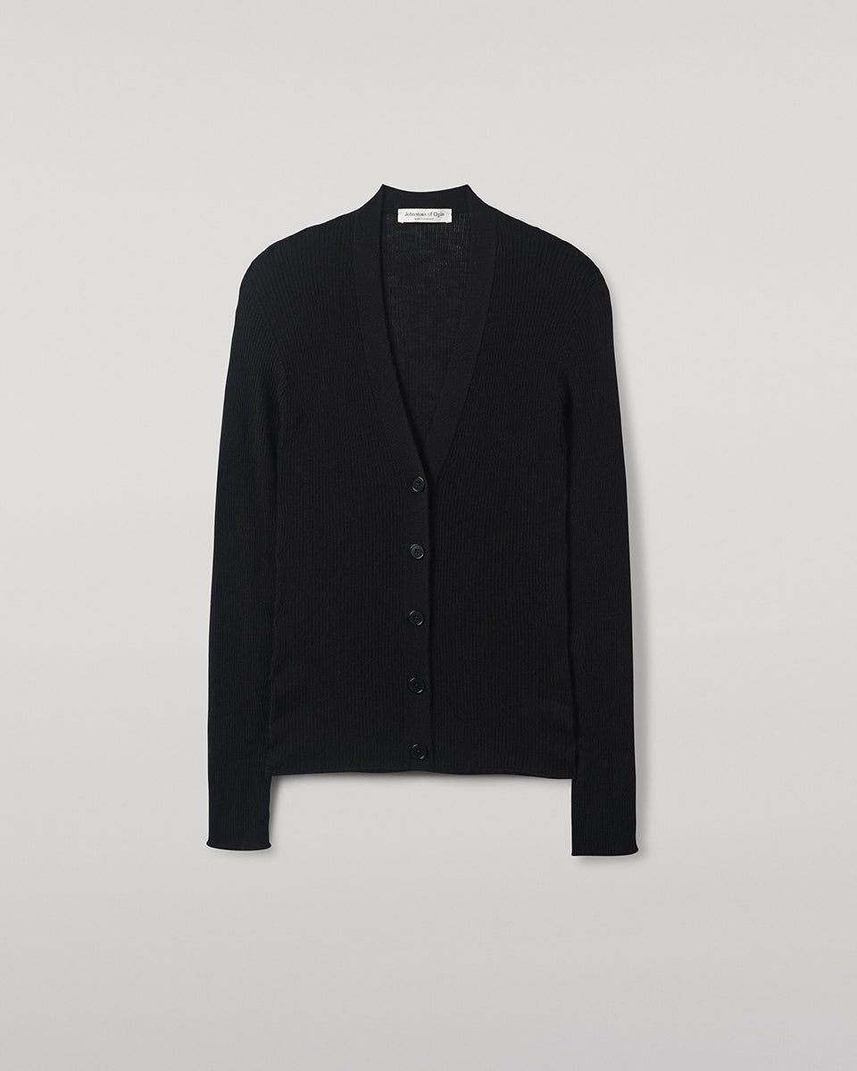 Johnstons of Elgin AW25 Women's Knitwear Black Superfine Cashmere Black Cardigan details KAI05372SA7146