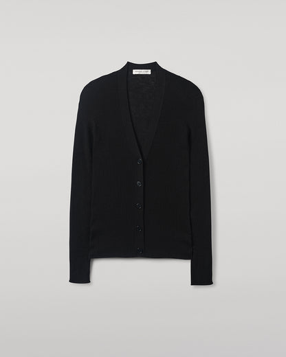 Johnstons of Elgin AW25 Women's Knitwear Black Superfine Cashmere Black Cardigan details KAI05372SA7146