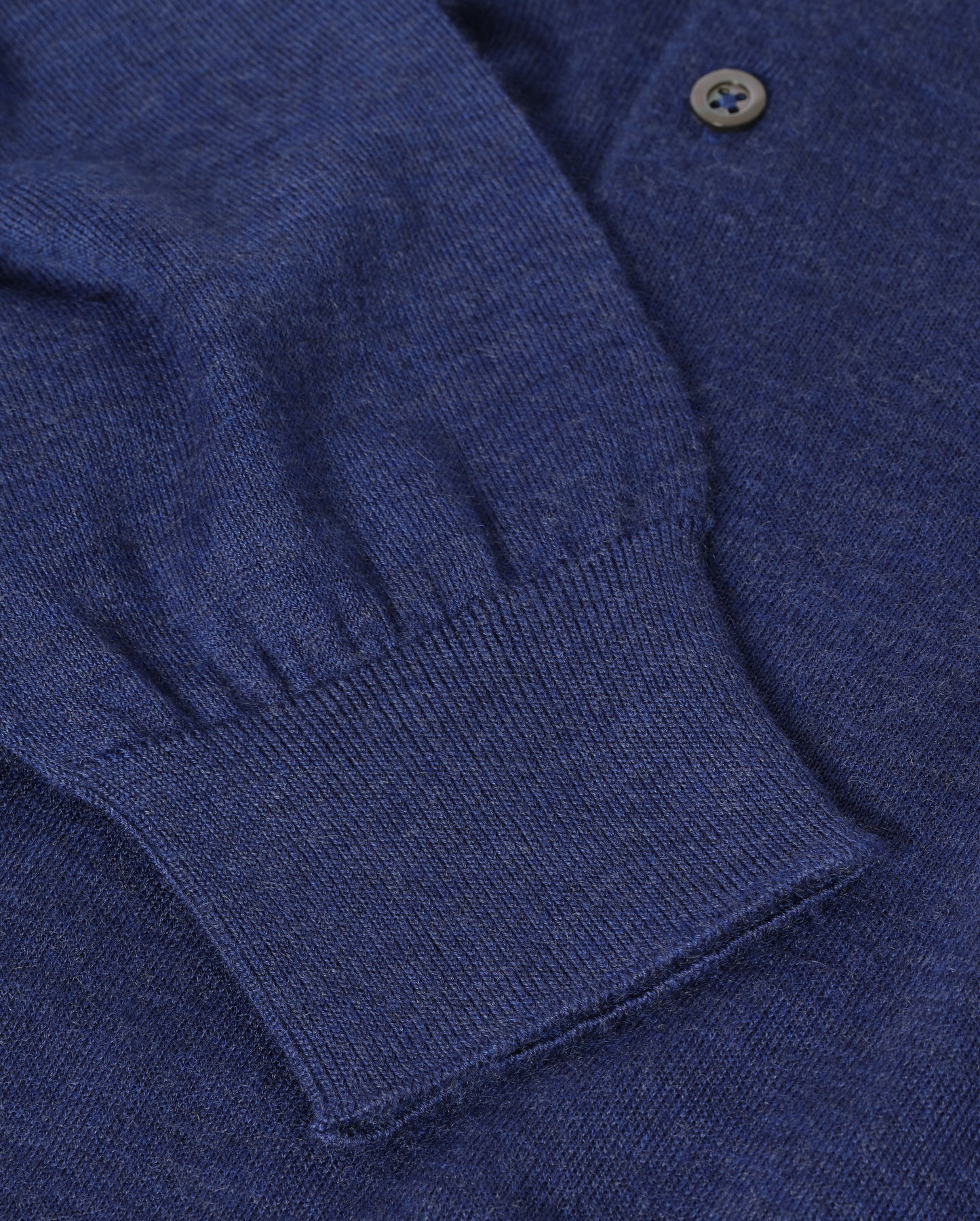 JOHNSTONS OF ELGIN FIN LONG SLEEVE POLO SHIRT SUPERFINE CASHMERE LONG SLEEVE POLO SHIRT - 3 PLY BLUE 100% CASHMERE KAI05481HD4509