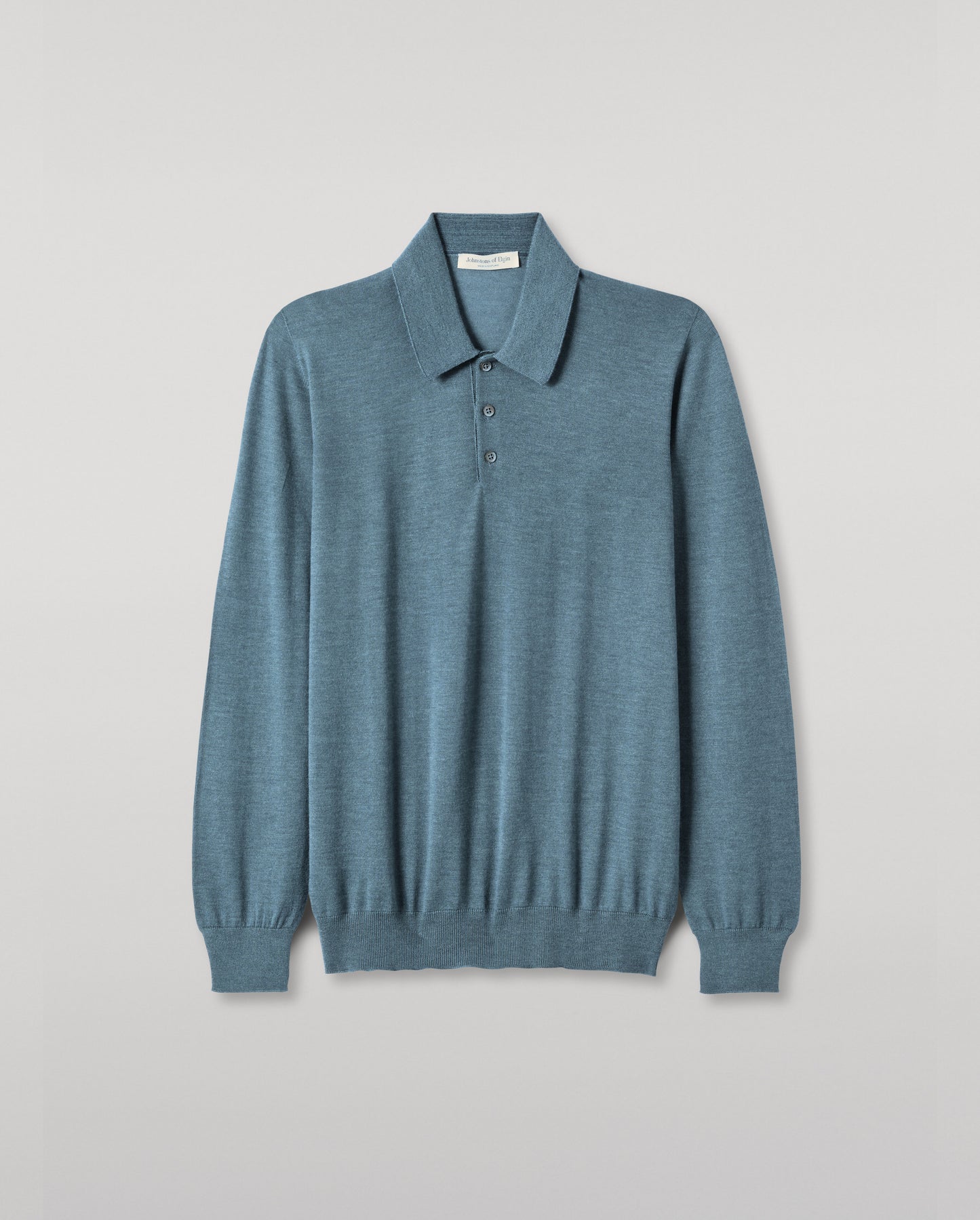 MENS FIN SUPERFINE LONG SLEEVE POLOSHIRT GREEN 100% SUPERFINE CASHMERE KAI05481SD5242