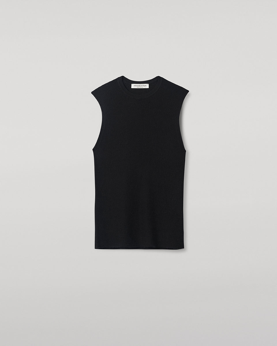  Johnstons of Elgin AW25 Women's Knitwear Black Sleeveless Black Tank Top details KAI05559SA7146