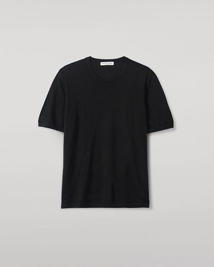Johnstons of Elgin AW25 Men's Knitwear Black Superfine Cashmere Black T-Shirt KAI05595SA7146