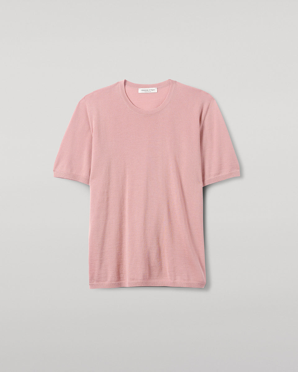 Johnstons of Elgin AW25 Men's Knitwear Nude Pink Superfine Cashmere T-Shirt KAI05595SE5274