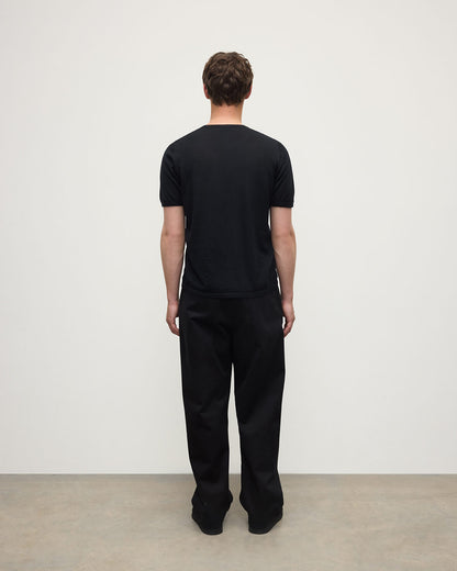 Johnstons of Elgin AW25 Men's Knitwear Black Superfine Cashmere Black T-Shirt KAI05595SA7146