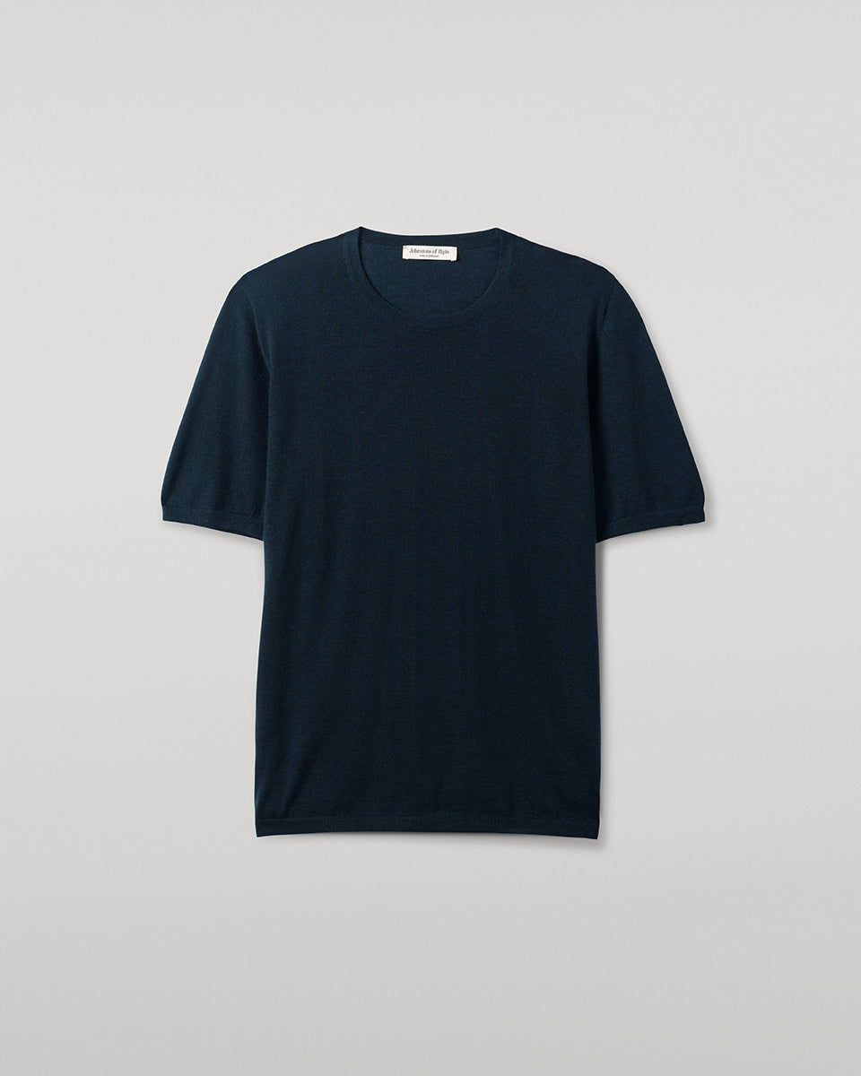 Johnstons of Elgin AW25 Men's Knitwear Bottle Green Green Superfine Cashmere T-Shirt KAI05595SC7344