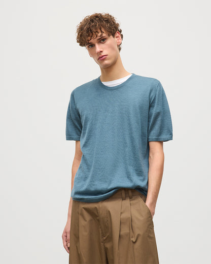 JOHNSTONS OF ELGIN MENS BOYD SUPERFINE T-SHIRT GREEN 100% SUPERFINE CASHMERE KAI05595SD5242