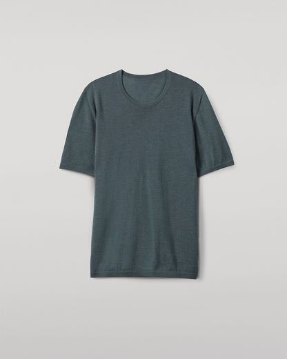 JOHNSTONS OF ELGIN MENS BOYD SUPERFINE T-SHIRT GREEN 100% SUPERFINE CASHMERE KAI05595SD5242