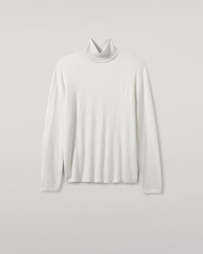 Johnstons of Elgin AW25 Women's Knitwear Zinc White Superfine Cashmere White Roll Neck Jumper Close Up  KAI05607HA0327