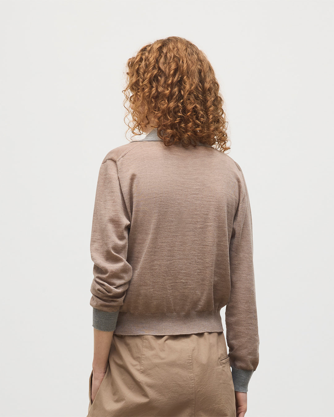 JOHNSTONS OF ELGIN WOMENS DEE SHIRT BROWN & GREY 100% SUPERFINE CASHMERE KAI05713Q25964