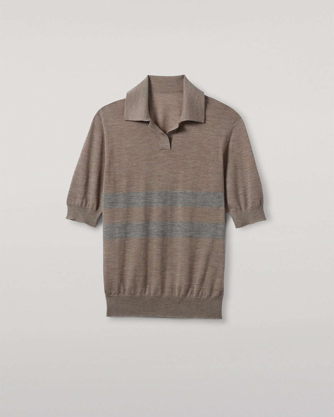 JOHNSTONS OF ELGIN WOMENS COIRA SHORT SLEEVE SHIRT BROWN & GREY 100% SUPERFINE CASHMERE KAI05714Q25956