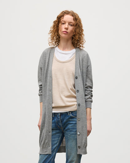 JOHNSTONS OF ELGIN WOMENS ELISE VEE CARDIGAN GREY 100% SUPERFINE CASHMERE KAI05716HA4253