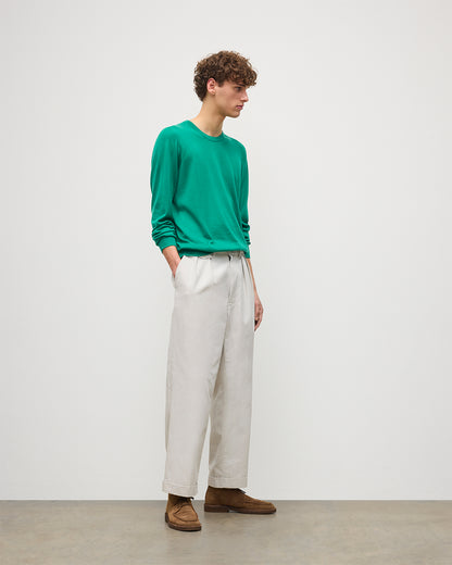 JOHNSTONS OF ELGIN MENS FIN SUPERFINE CREW GREEN 100% SUPERFINE CASHMERE KAI05717SC4714