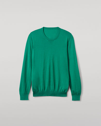 JOHNSTONS OF ELGIN MENS FIN SUPERFINE CREW GREEN 100% SUPERFINE CASHMERE KAI05717SC4714
