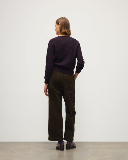 JOHNSTONS OF ELGIN CAIRN CREW SWEATER DONEGAL CASHMERE ROUND NECK SWEATER DARK PURPLE 100% CASHMERE KAI05719HD7360