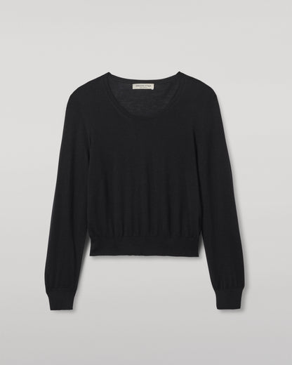 JOHNSTONS OF ELGIN WOMENS ELLA SCOOP SWEATER BLACK KAI05723SA7146