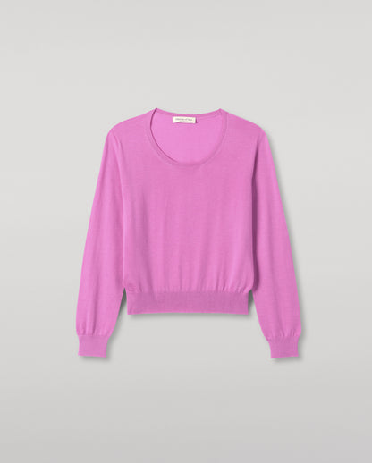 JOHNSTONS OF ELGIN WOMENS ELLA SCOOP SWEATER PINK 100% SUPERFINE CASHMERE KAI05723SE5321