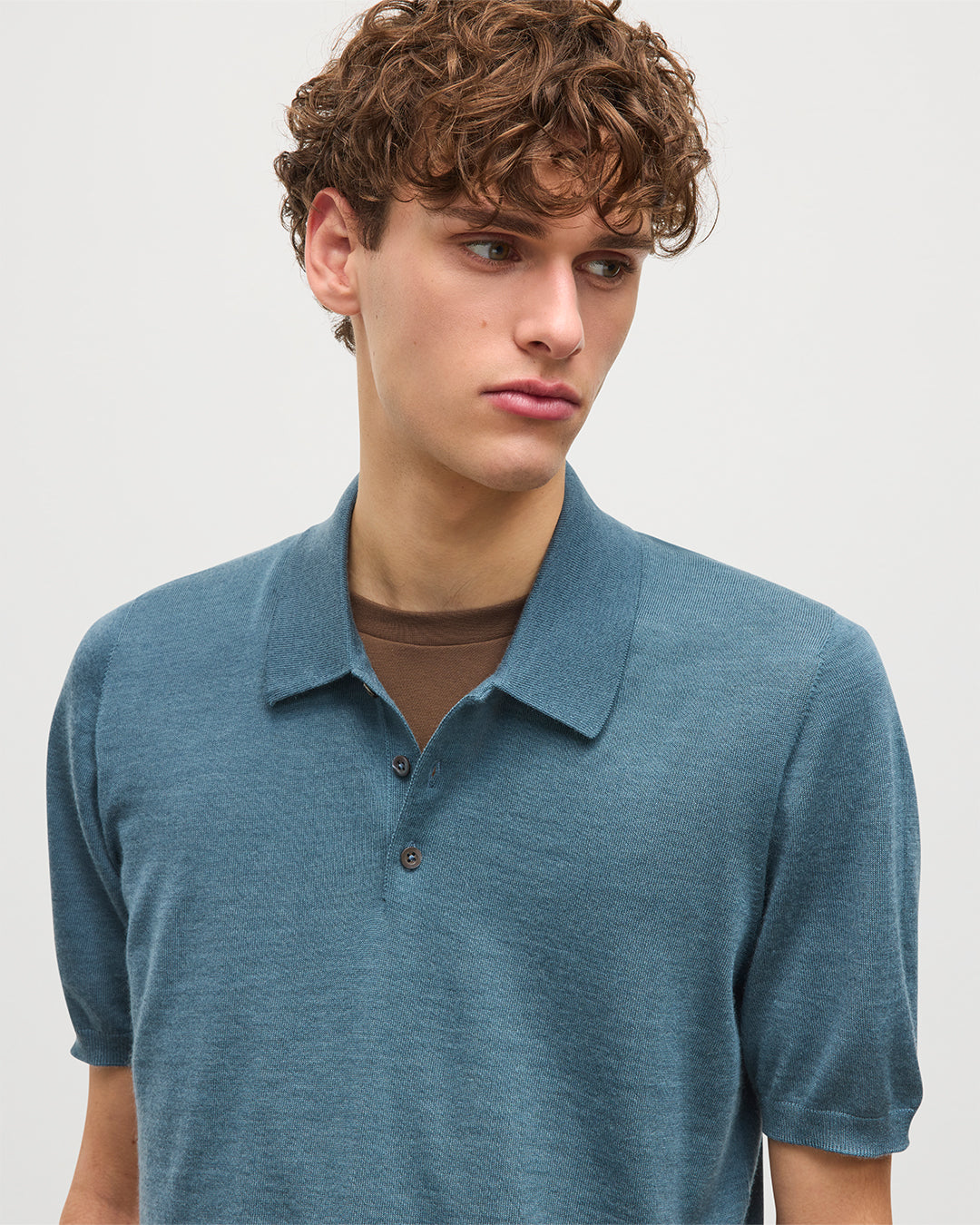 JOHNSTONS OF ELGIN MENS FIN SHORT SLEEVE SUPERFINE POLOSHIRT GREEN 100% SUPERFINE CASHMERE KAI05741SD5242