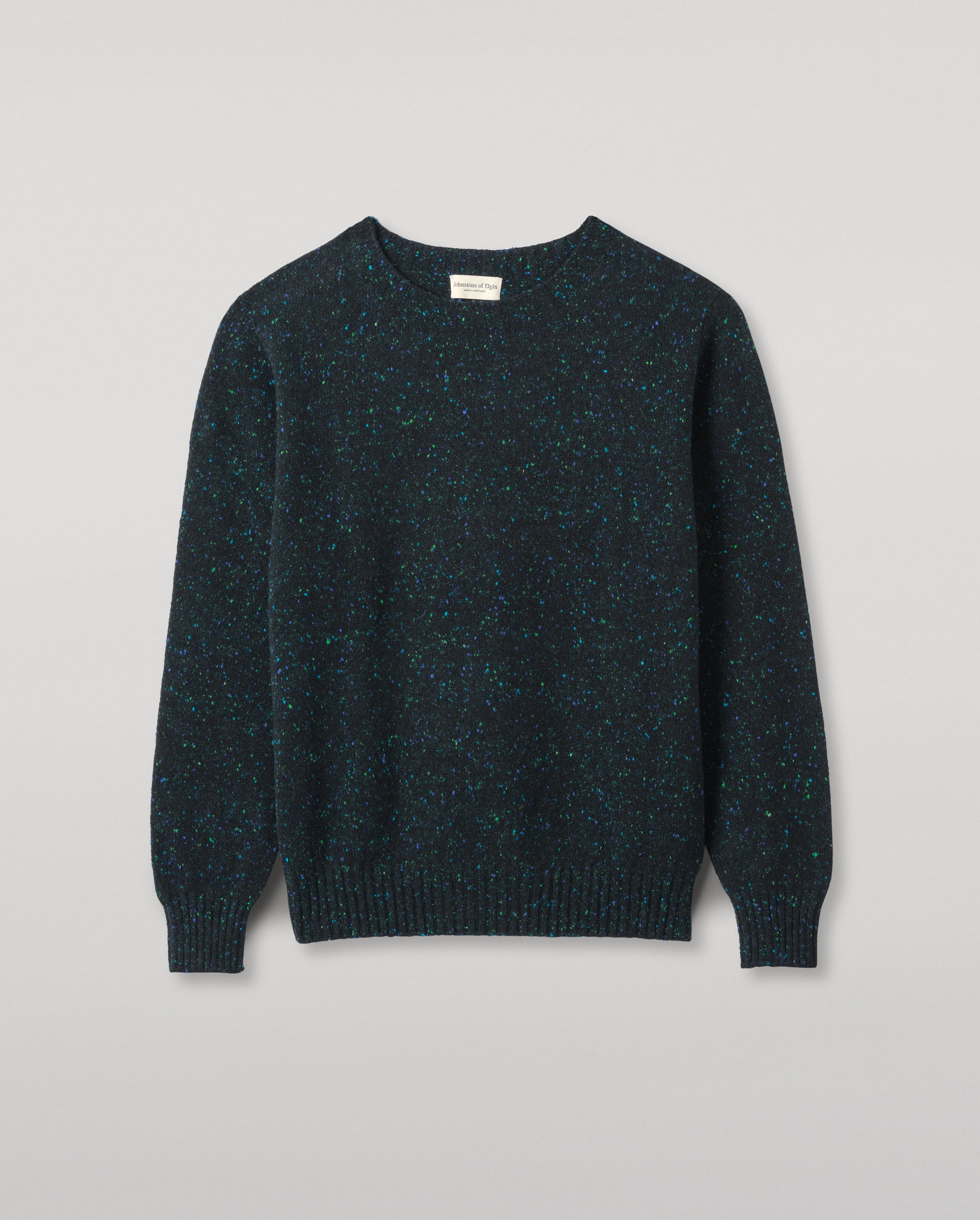 JOHNSTONS OF ELGIN MENS TIREE CREW SWEATER GREEN 100% DONEGAL CASHMERE KAI05755HC7149