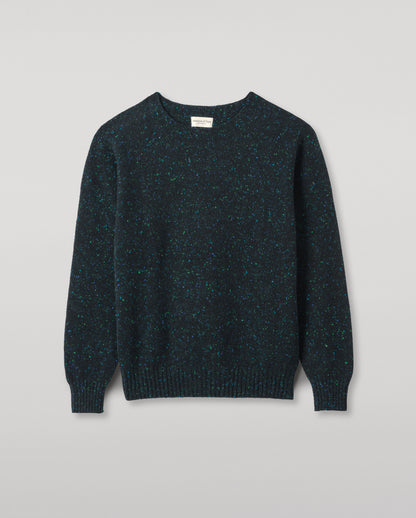 JOHNSTONS OF ELGIN MENS TIREE CREW SWEATER GREEN 100% DONEGAL CASHMERE KAI05755HC7149