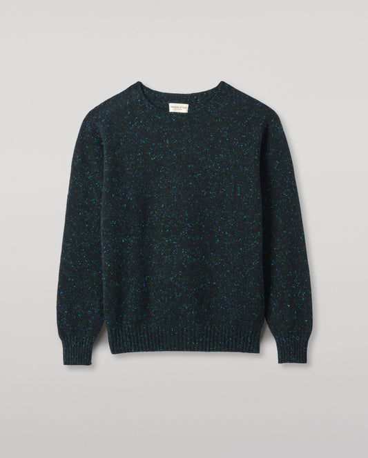 JOHNSTONS OF ELGIN MENS TIREE CREW SWEATER GREEN 100% DONEGAL CASHMERE KAI05755HC7149
