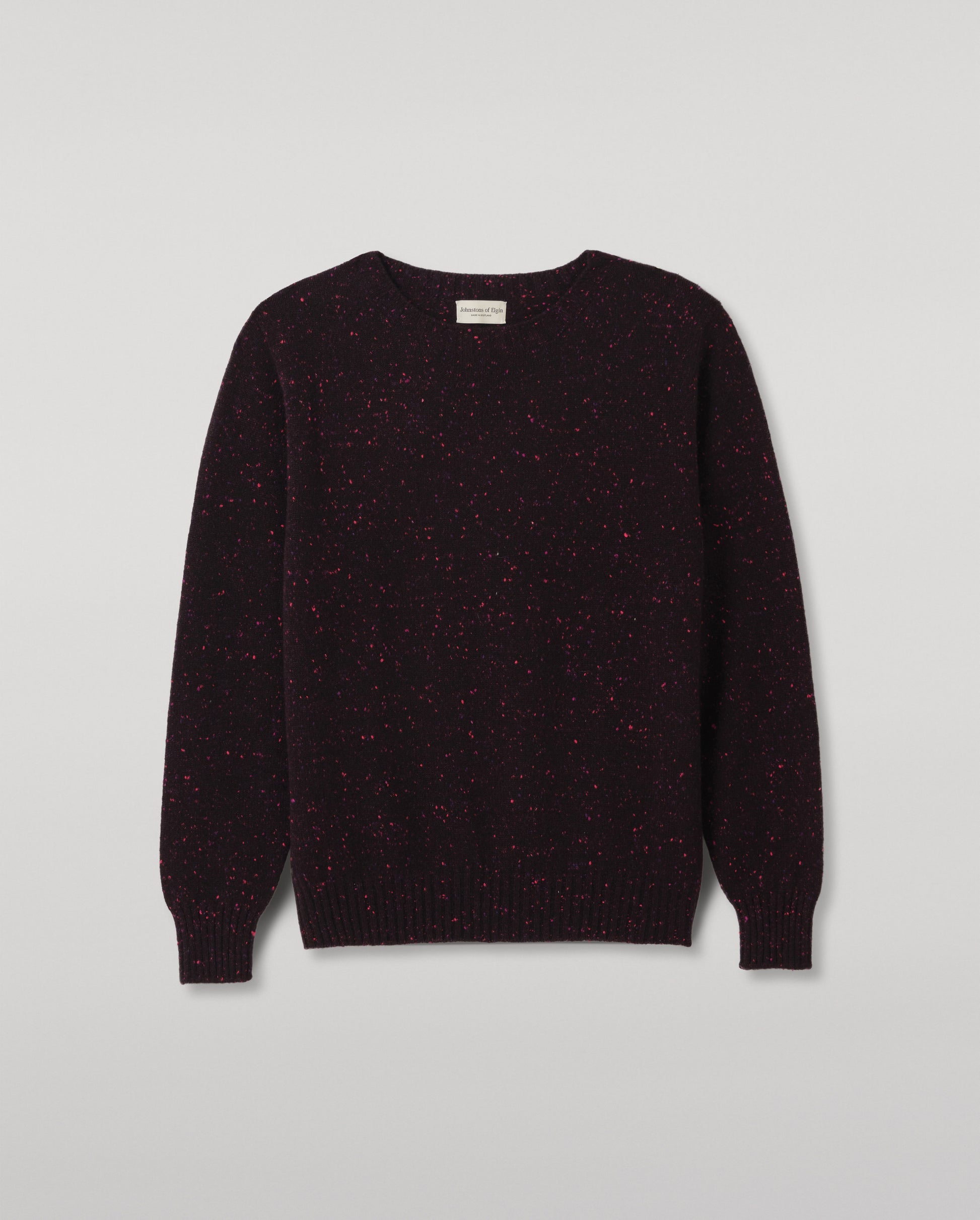 JOHNSTONS OF ELGIN TIREE CREW SWEATER DONEGAL CASHMERE CREW SWEATER DARK PURPLE 100% CASHMERE KAI05755HD7360