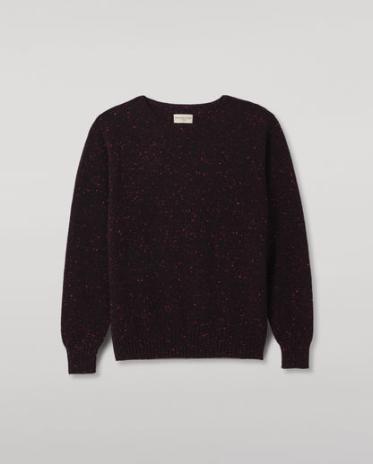 JOHNSTONS OF ELGIN TIREE CREW SWEATER DONEGAL CASHMERE CREW SWEATER DARK PURPLE 100% CASHMERE KAI05755HD7360