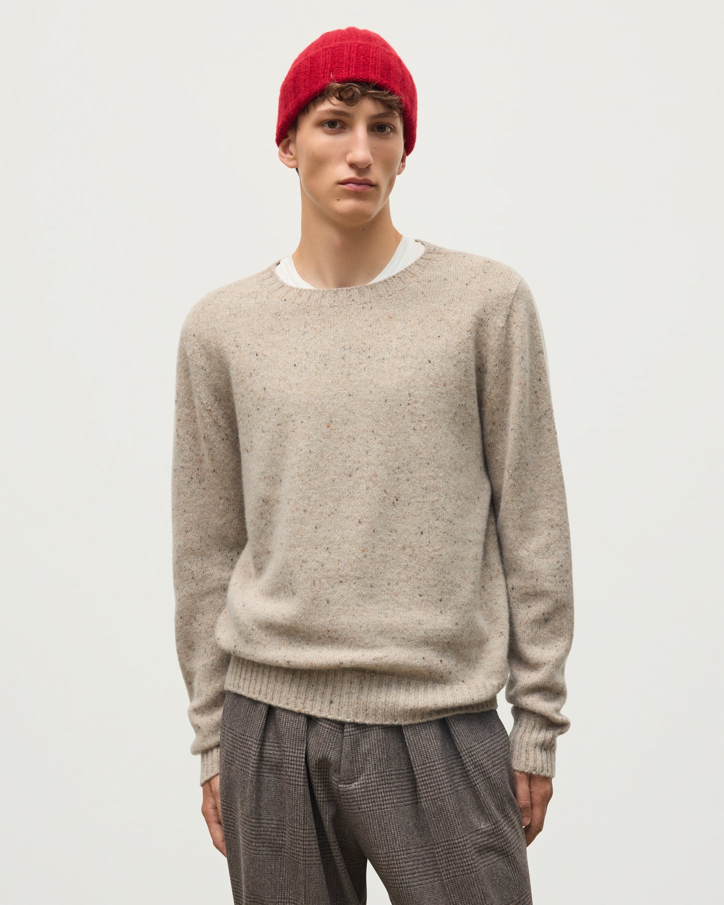 JOHNSTONS OF ELGIN TIREE CREW SWEATER DONEGAL CASHMERE CREW SWEATER CREAM 100% CASHMERE KAI05755HA0397