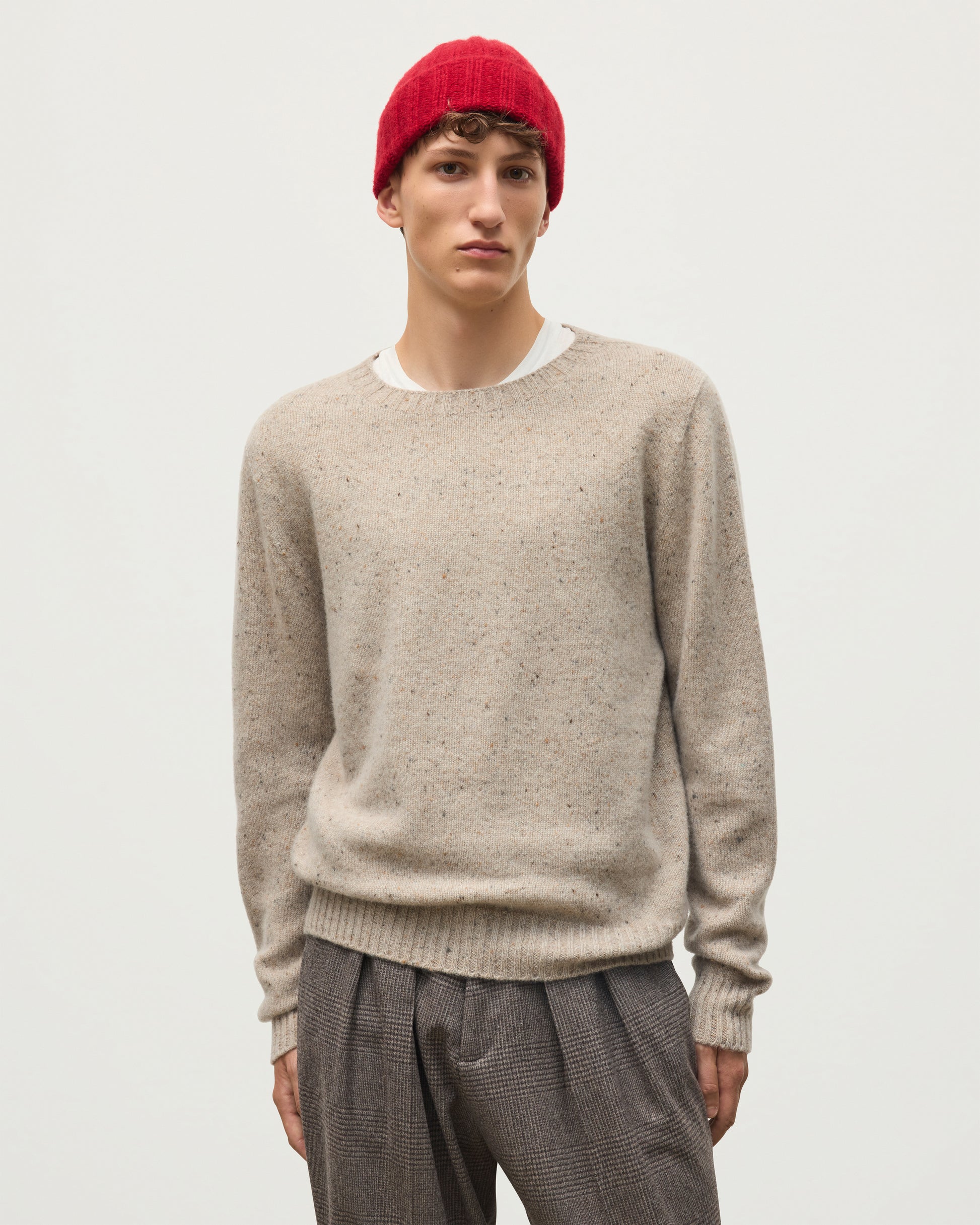 JOHNSTONS OF ELGIN TIREE CREW SWEATER DONEGAL CASHMERE CREW SWEATER CREAM 100% CASHMERE KAI05755HA0397