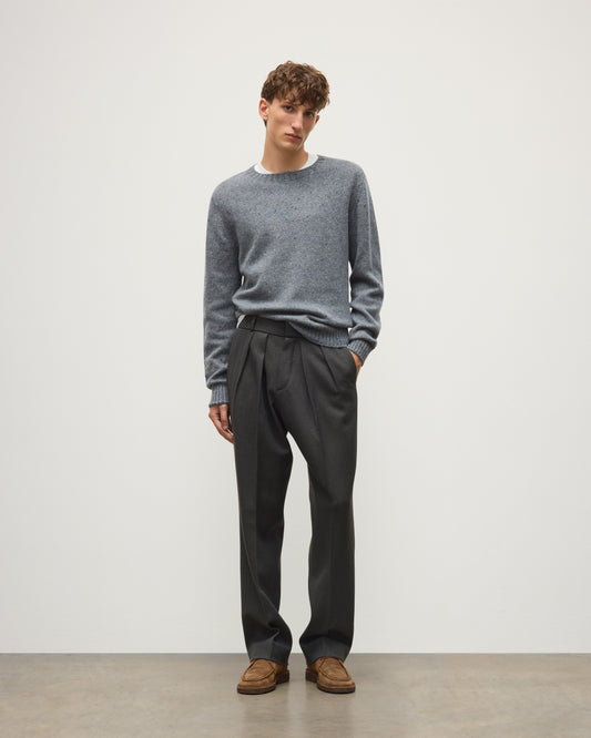 JOHNSTONS OF ELGIN TIREE CREW SWEATER DONEGAL CASHMERE CREW SWEATER GREY 100% CASHMERE KAI05755HA4270