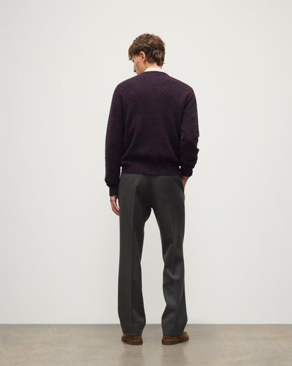 JOHNSTONS OF ELGIN TIREE CREW SWEATER DONEGAL CASHMERE CREW SWEATER DARK PURPLE 100% CASHMERE KAI05755HD7360
