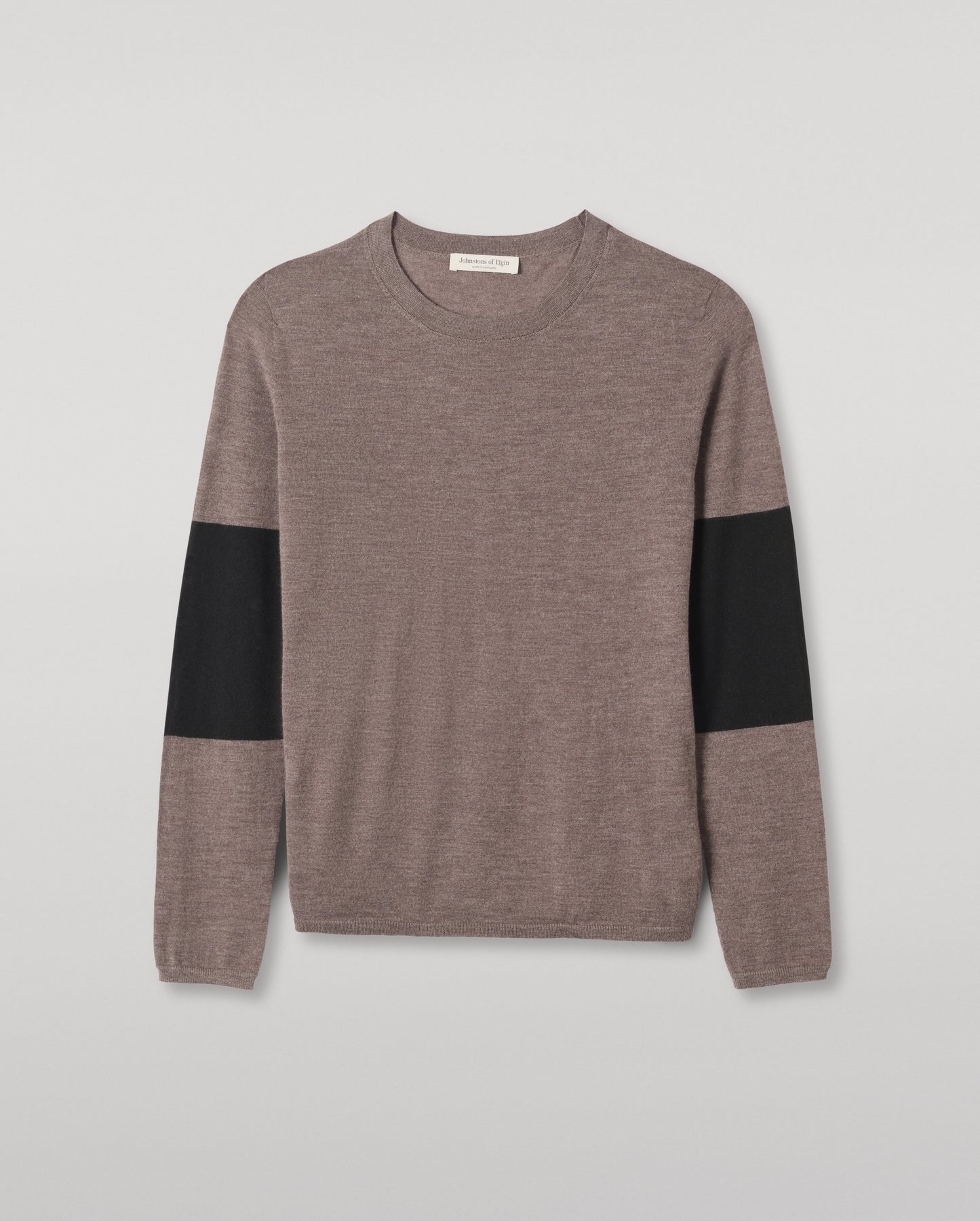 JOHNSTONS OF ELGIN WOMENS EUNA T-SHIRT LIGHT BROWN & BLACK 100% SUPERFINE CASHMERE KAI05761Q25959