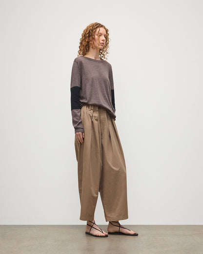 JOHNSTONS OF ELGIN WOMENS EUNA T-SHIRT LIGHT BROWN & BLACK 100% SUPERFINE CASHMERE KAI05761Q25959