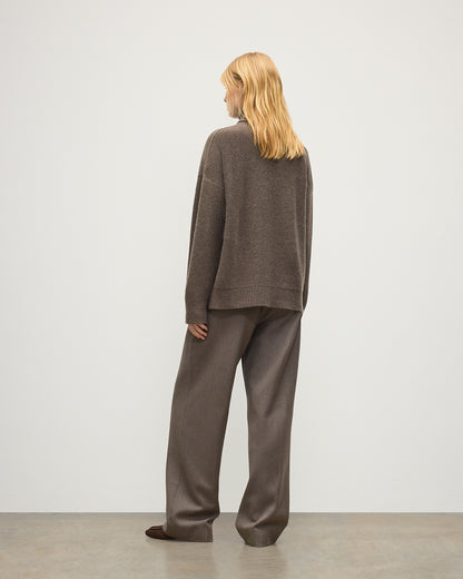 JOHNSTONS OF ELGIN MAGGIE ROLL NECK SWEATER CASHMERE REVERSE STITCH ROLL NECK SWEATER - 8 PLY BROWN 100% CASHMERE KAI05983HB7128