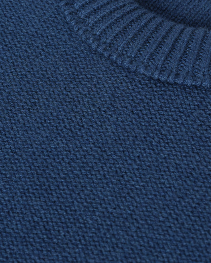JOHNSTONS OF ELGIN MAGGIE CREW SWEATER CASHMERE REVERSE STITCH ROUND NECK SWEATER - 8 PLY BLUE 100% CASHMERE KAI05990SD5369