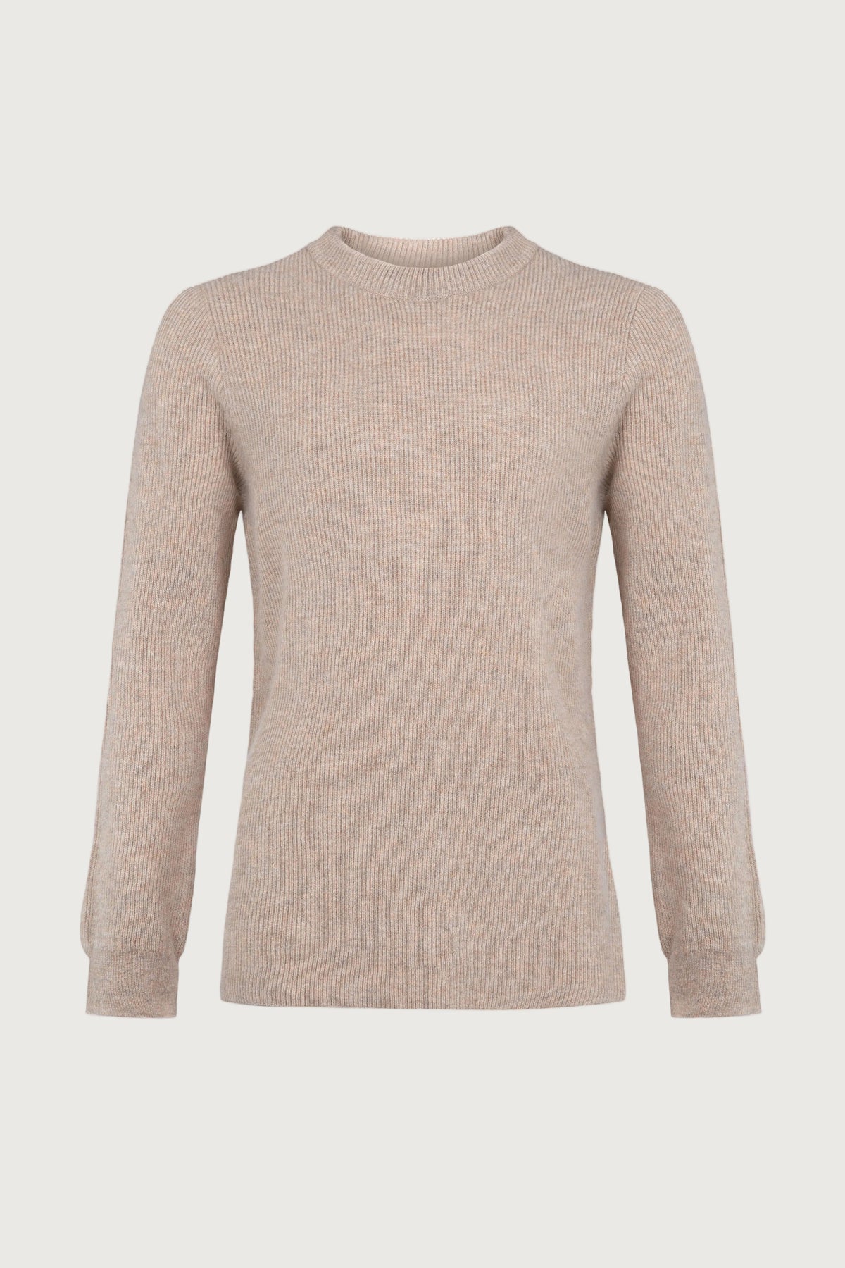Johnstons of Elgin Men's Knitwear Oatmeal Ribbed Cashmere Jumper KAP05144HB0210