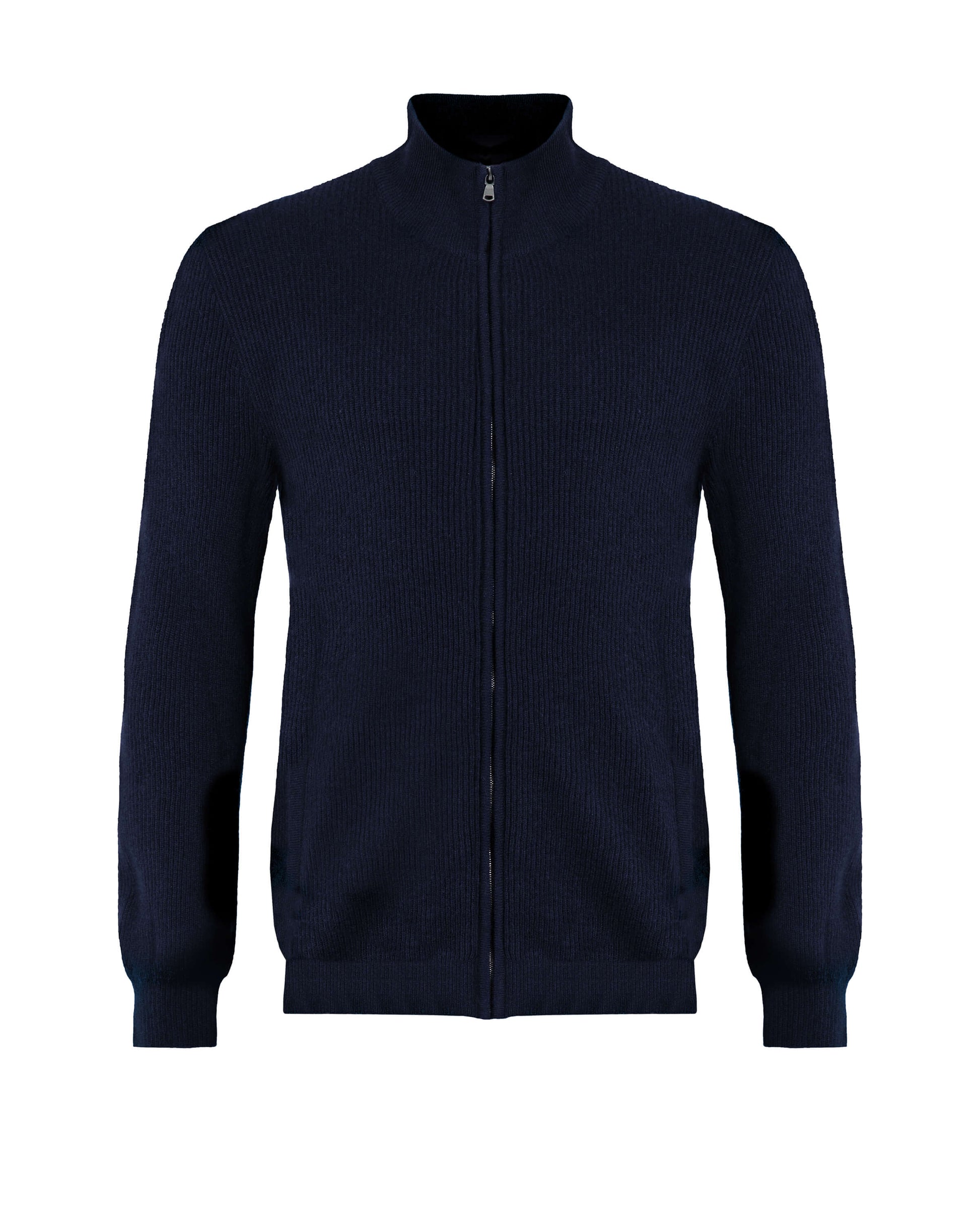 Johnstons of Elgin SS24 Unisex Knitwear Dark Navy Unisex Ribbed Cashmere Cardigan KAP05157SD7286