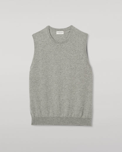 JOHNSTONS OF ELGIN MENS LENNOX SLEEVELESS CREW GREY 100% CASHMERE KAP05243HA0400