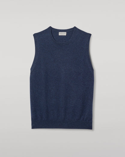 JOHNSTONS OF ELGIN MENS LENNOX SLEEVELESS CREW NAVY 100% CASHMERE KAP05243HD7350