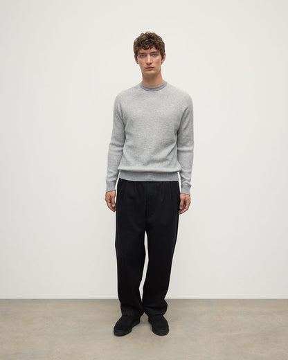 Johnstons of Elgin AW25 Men's Knitwear Light Grey & Zinc White Waffle Stitch Grey Cashmere Jumper KAP05441Q25349