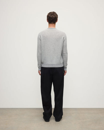 Johnstons of Elgin AW25 Men's Knitwear Light Grey & Zinc White Waffle Stitch Grey Cashmere Jumper KAP05441Q25349